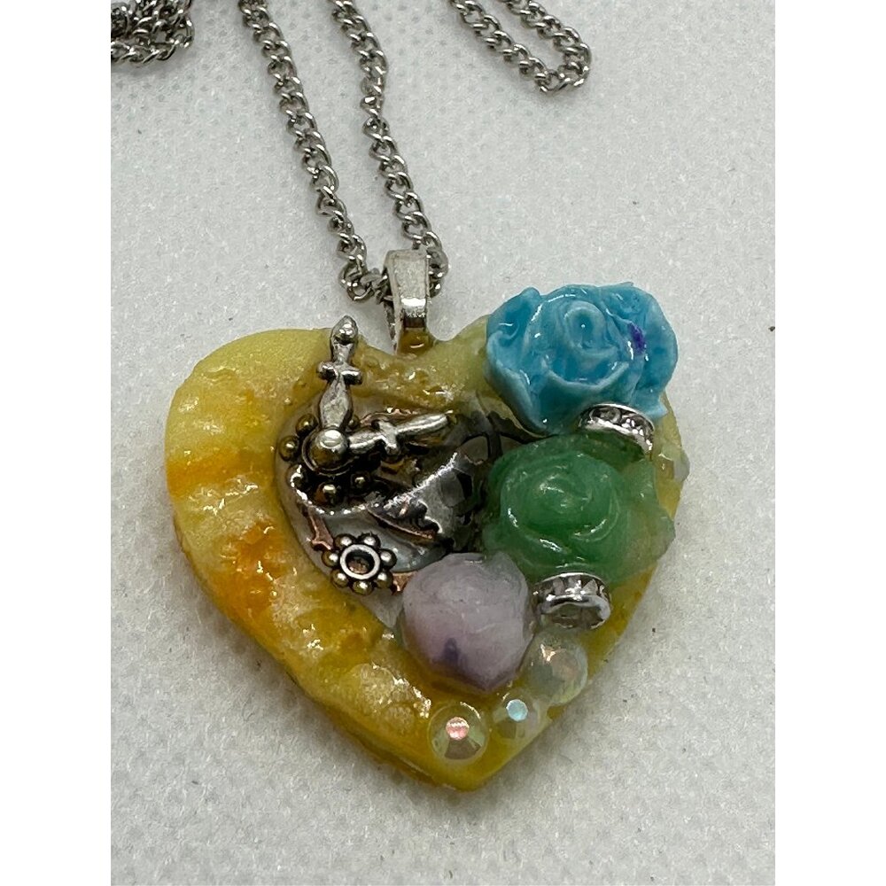 Steampunk Yellow Heart with Roses